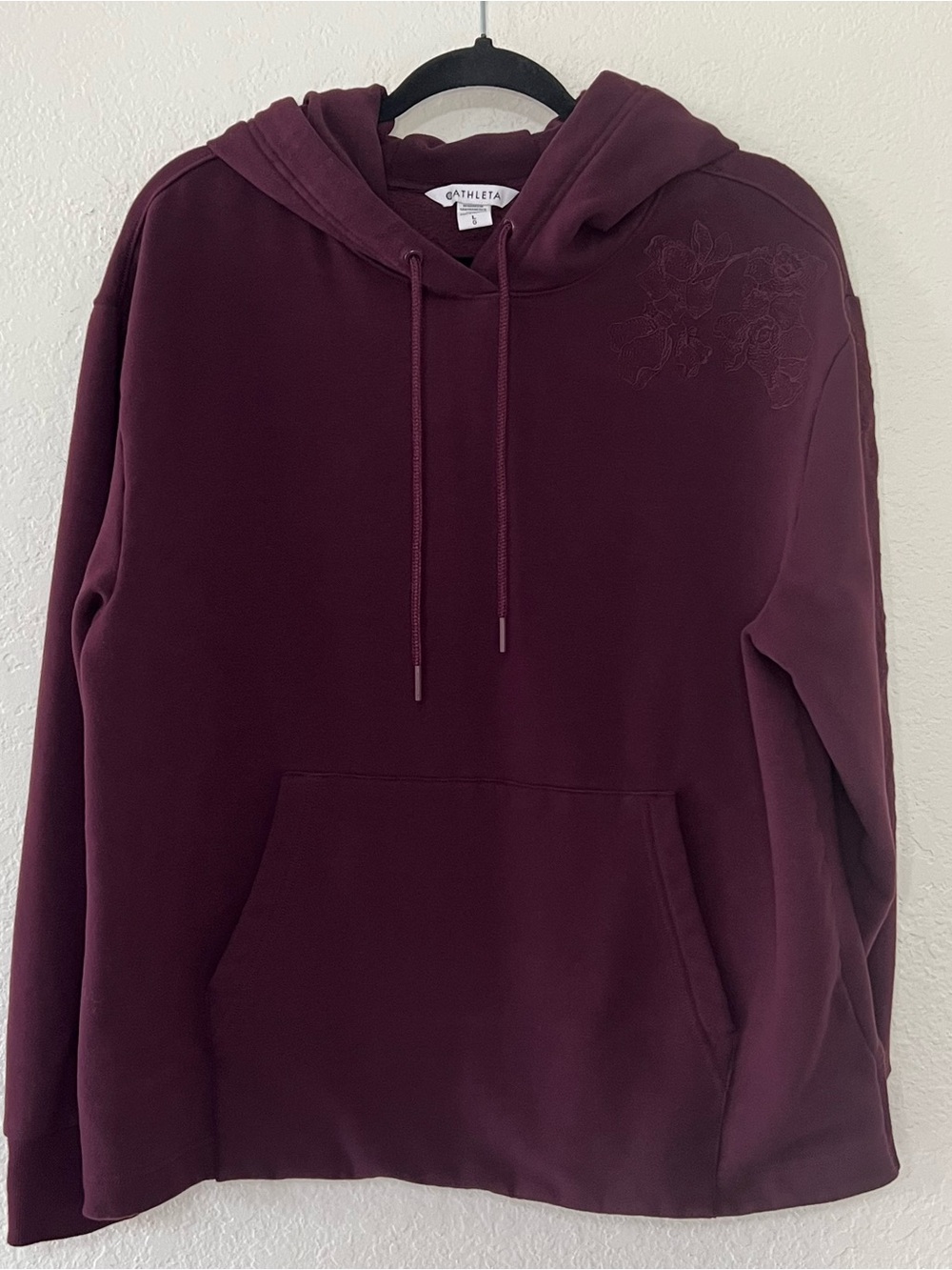 Athleta Purple Hoodie Retroplush Sweatshirt Alya Floral Embroidered Size Large